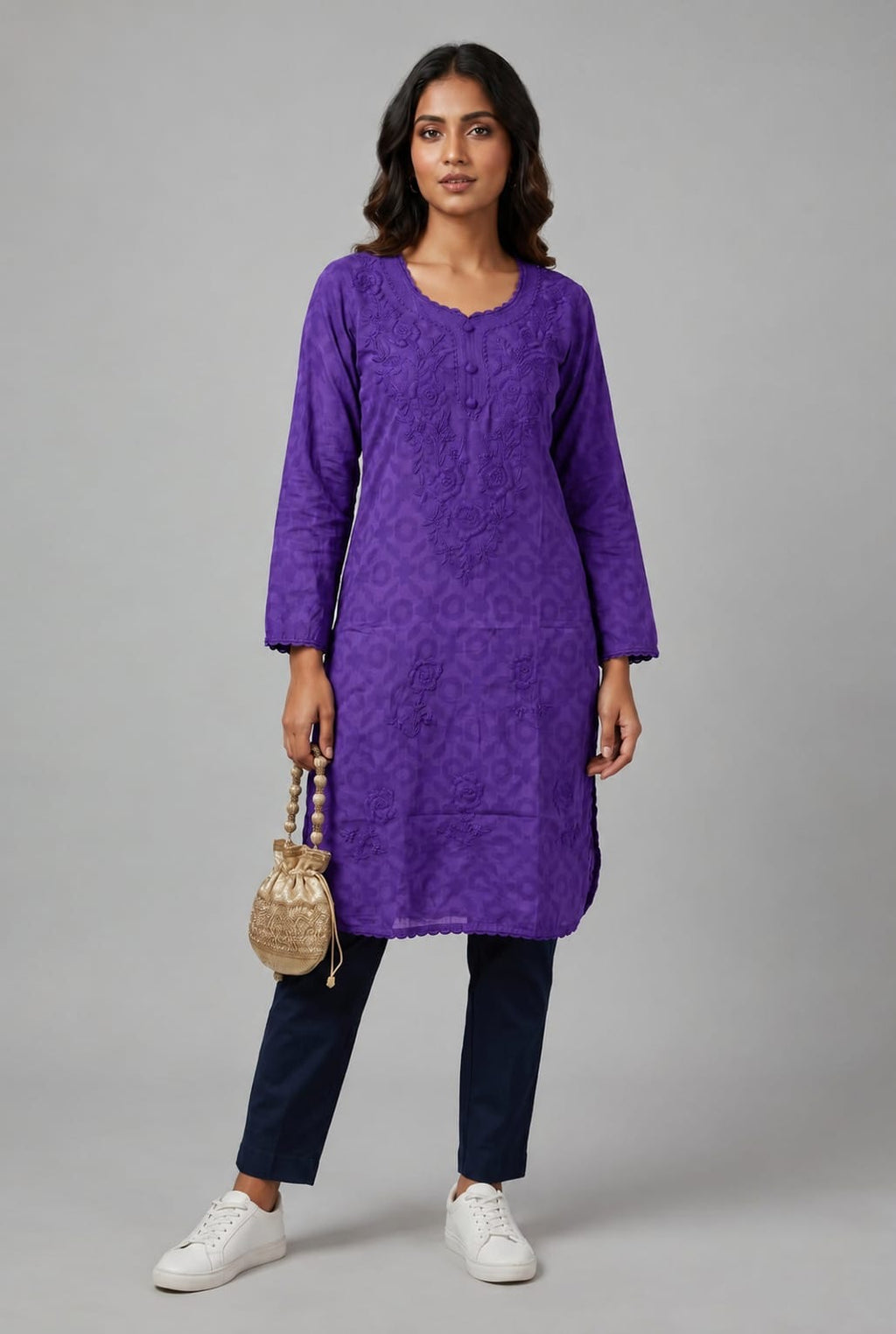 Raha | Chikankari Jacquard Cotton Long Kurti II