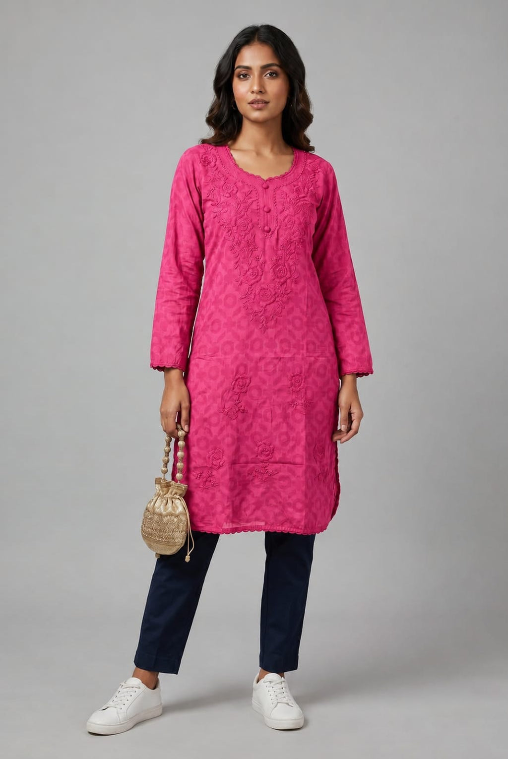 Raha | Chikankari Jacquard Cotton Long Kurti II