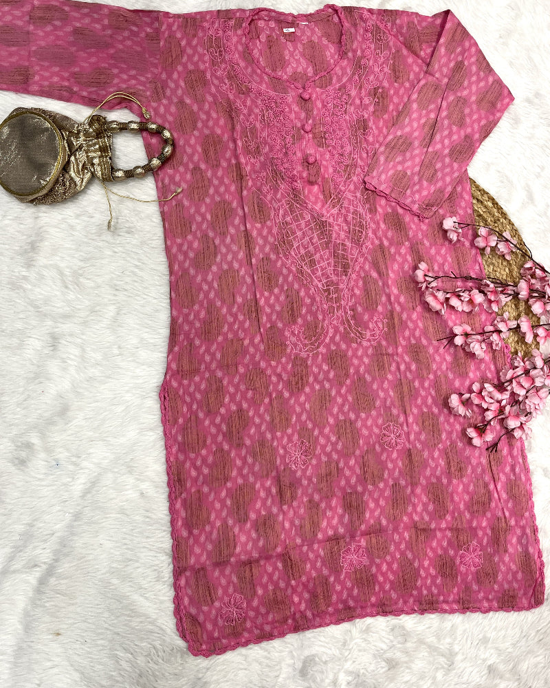 Kimaya | Chikankari Cotton Plus Size Long Kurti