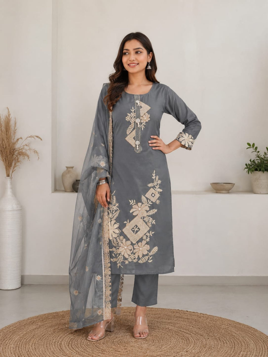 Selina | Organza Kurta Pant Dupatta Set