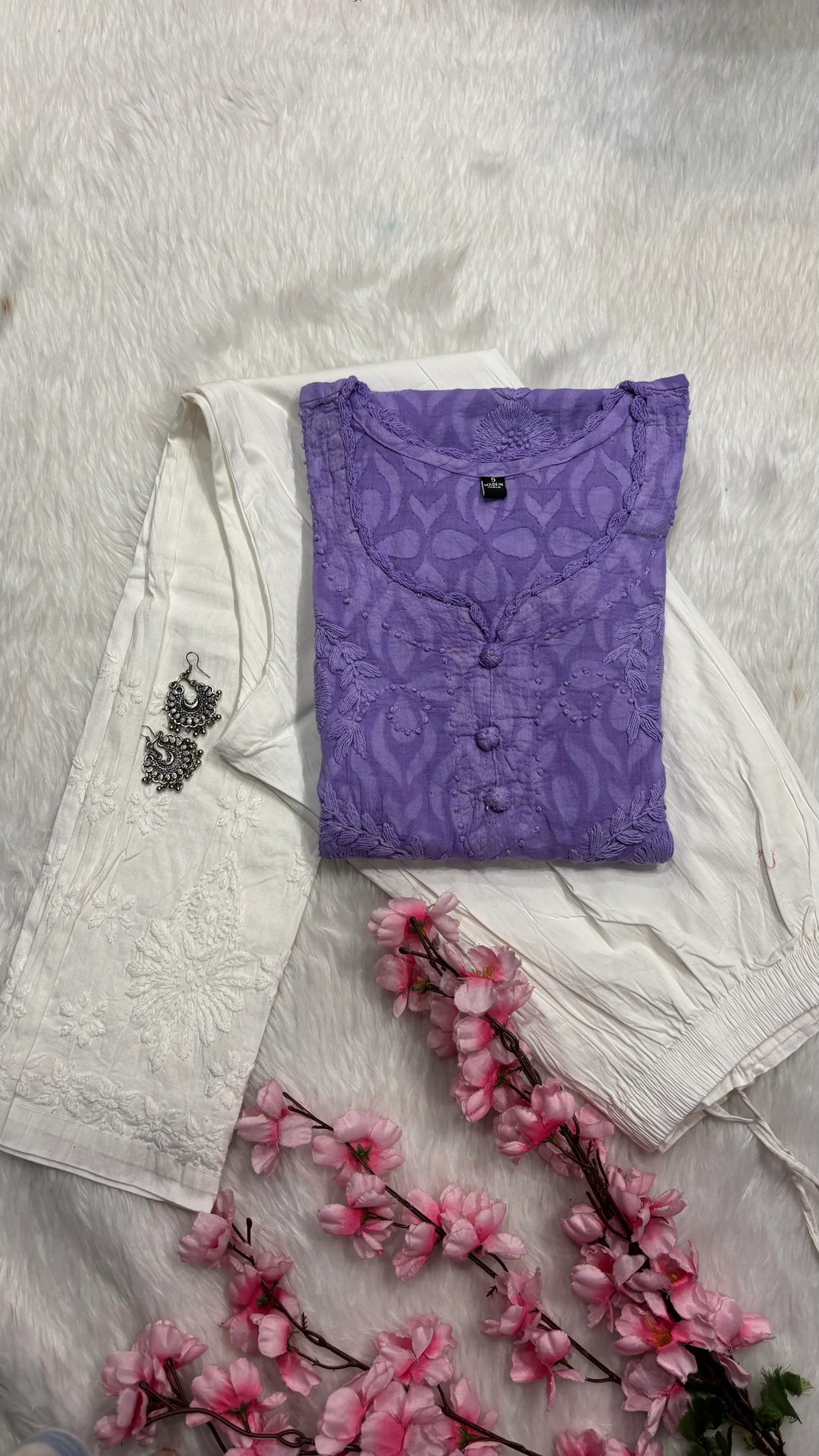 Gulbahar | Chikankari Jacquard Cotton Kurti Pant set