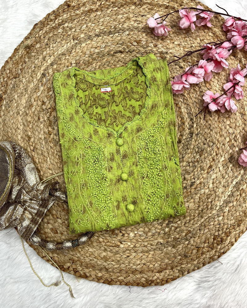Kimaya | Chikankari Cotton Plus Size Long Kurti
