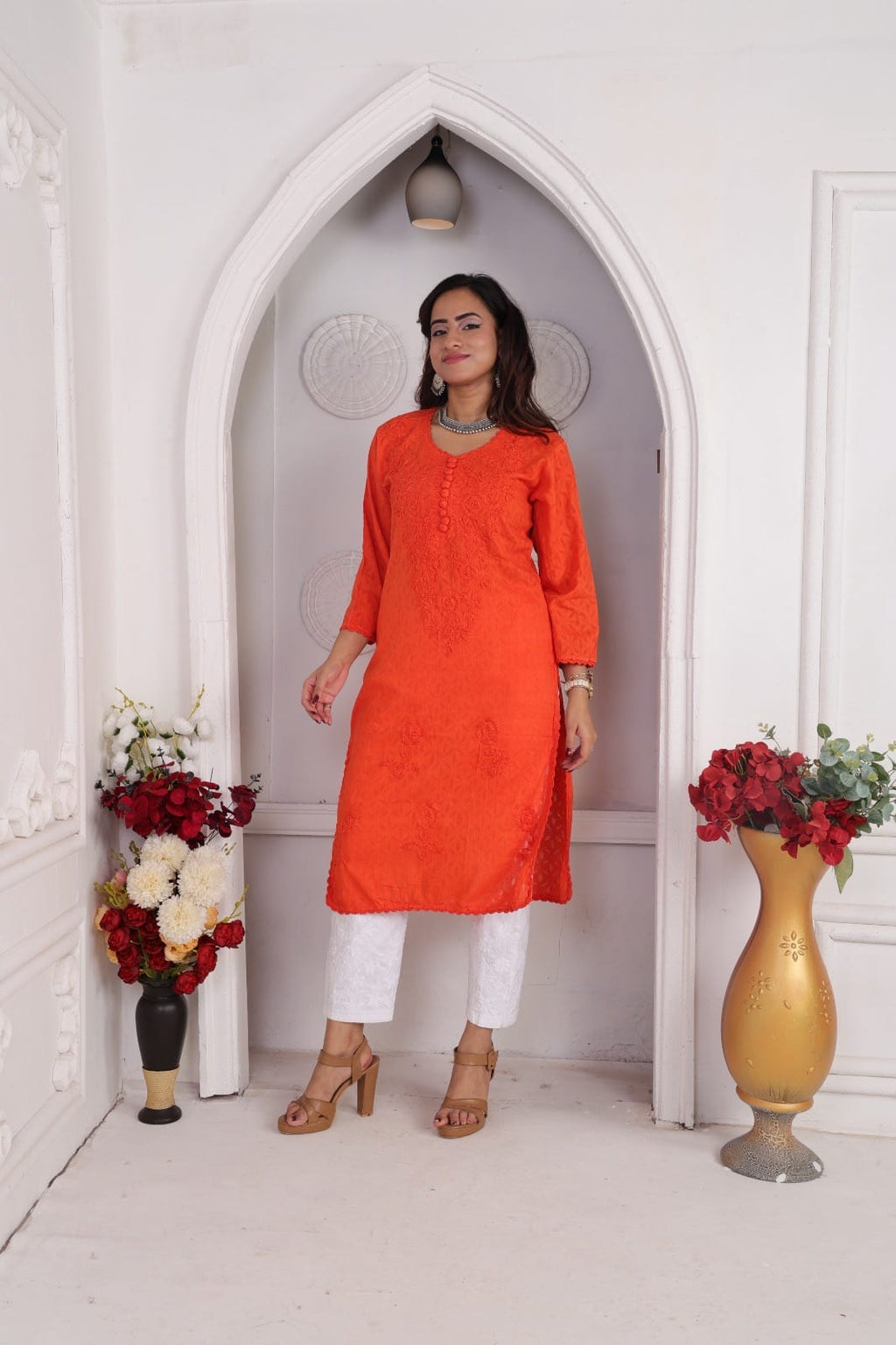 Raha | Chikankari Jacquard Cotton Long Kurti II