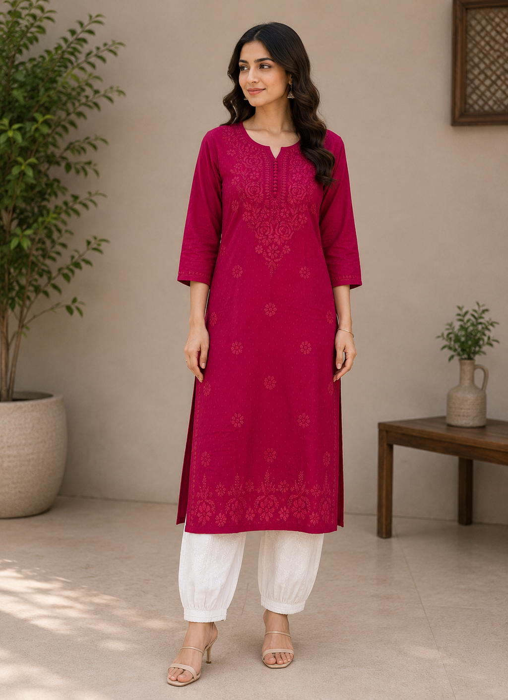 Zainab | Chikankari Dobby Long Kurti