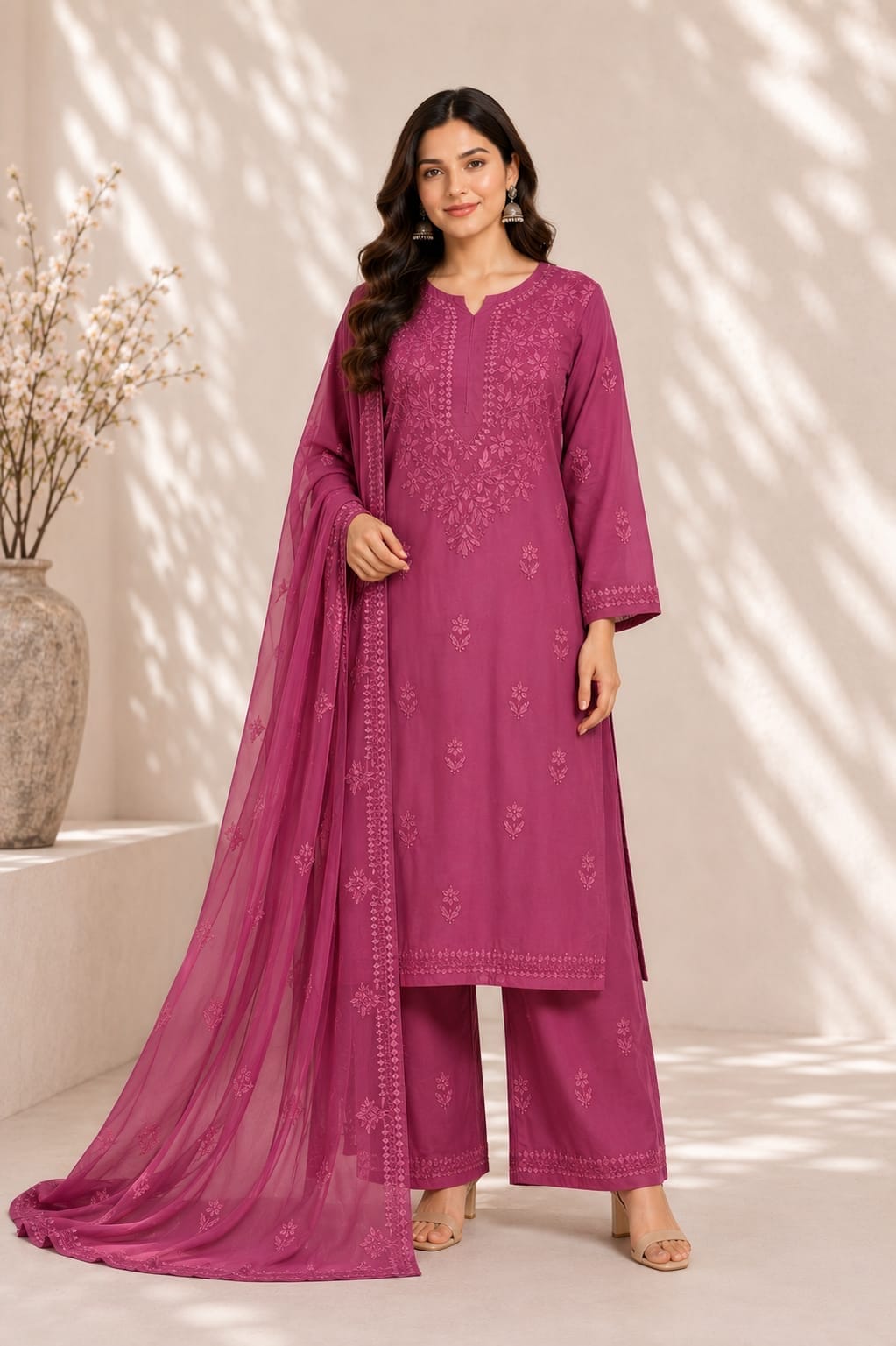 Baahi | Rayon Kurta Palazzo Dupatta Set