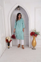 Raha | Chikankari Jacquard Cotton Long Kurti II