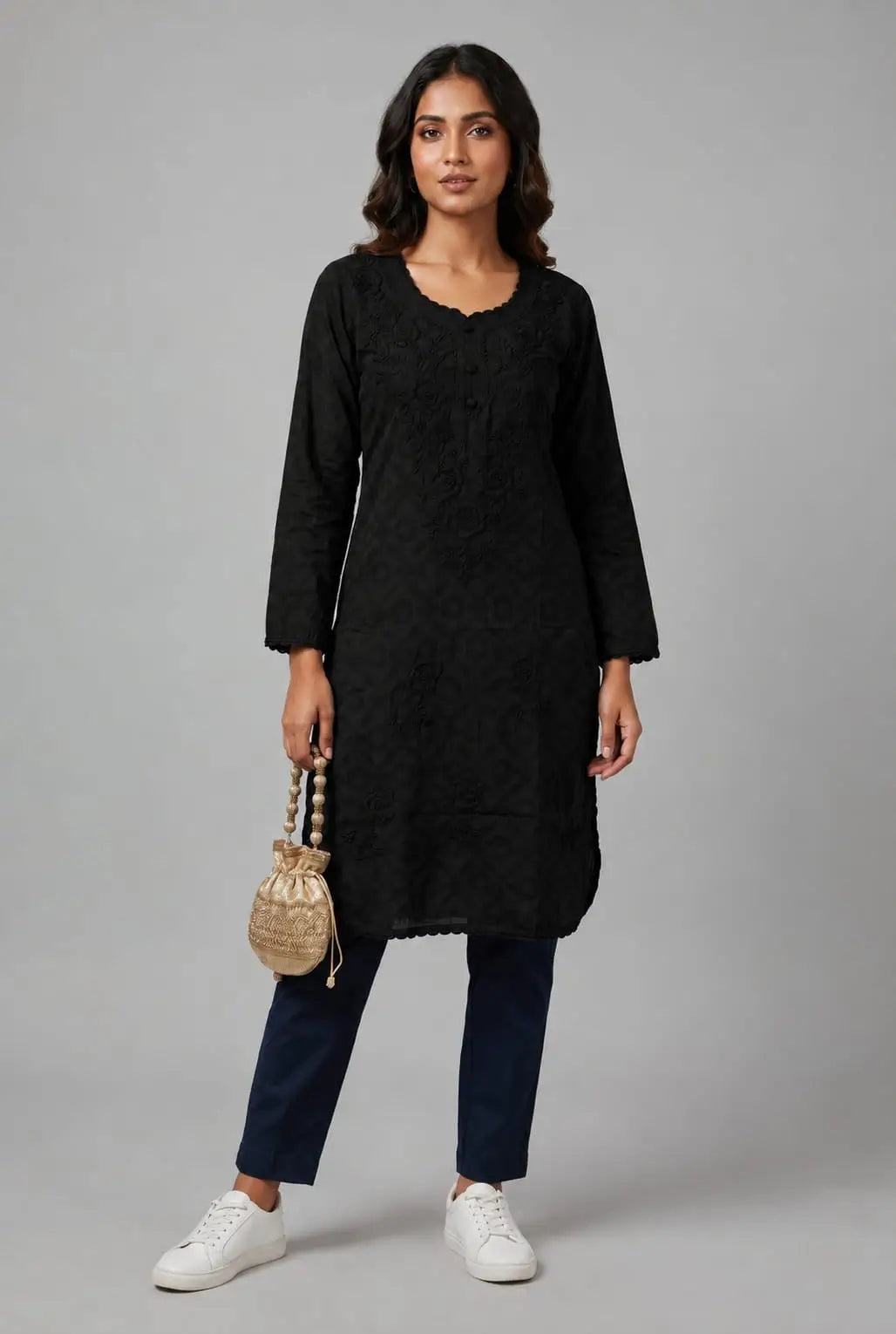 Raha | Chikankari Jacquard Cotton Long Kurti II