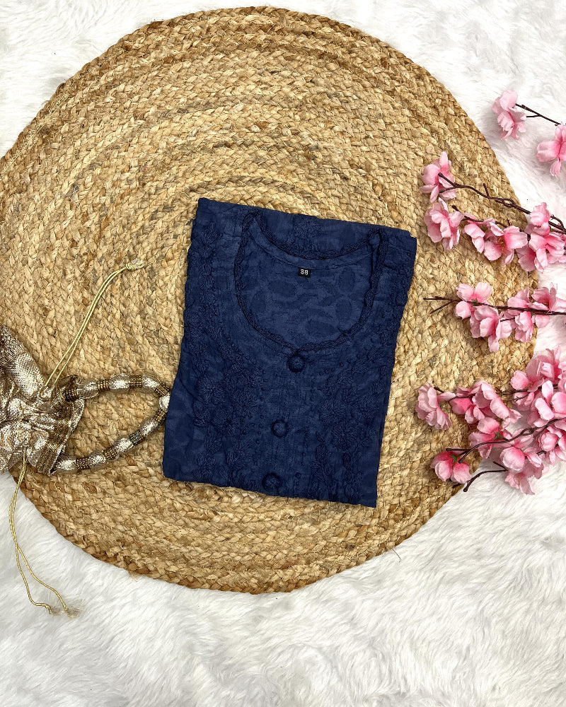 Gulnaaz | Chikankari Jacquard Cotton Long Kurti