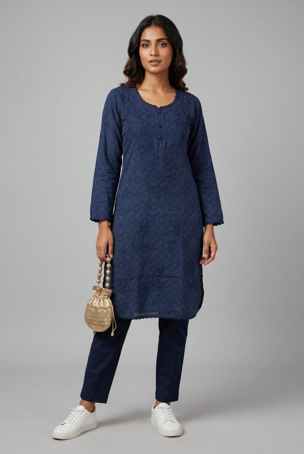 Raha | Chikankari Jacquard Cotton Long Kurti II