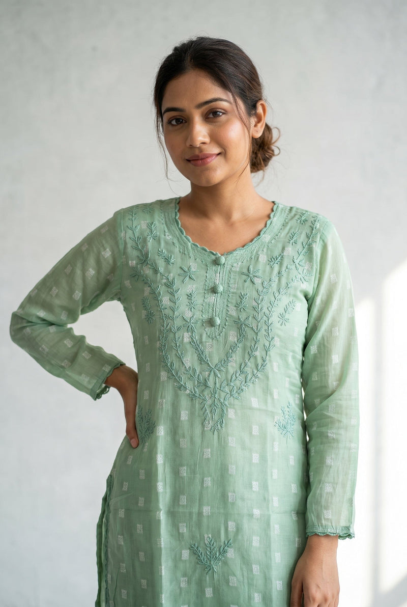Gul | Chikankari Dobby Cotton Long Kurti