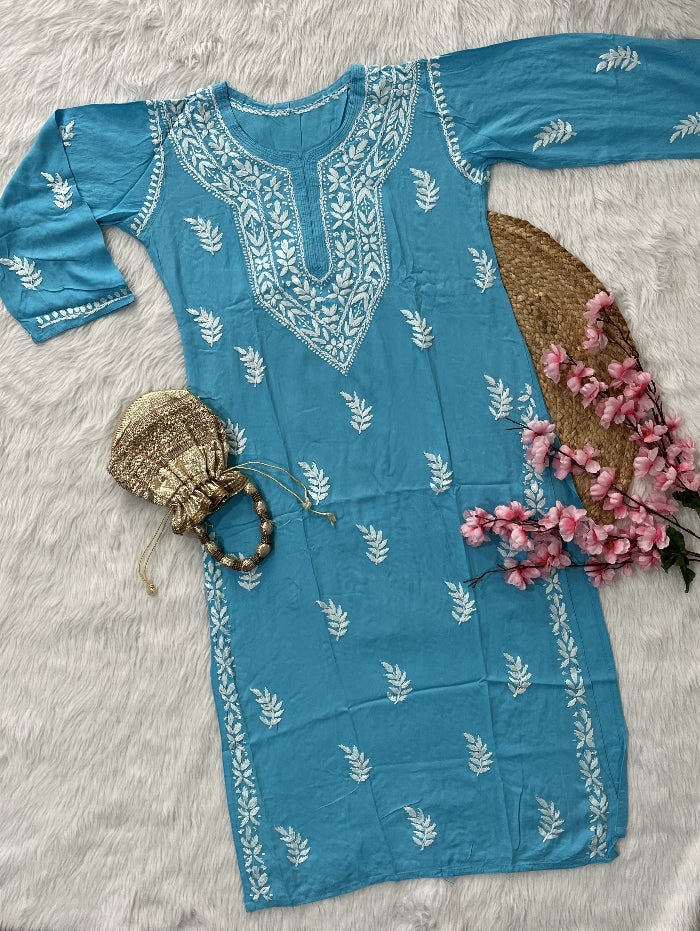 Afifa | Chikankari Rayon Kurti