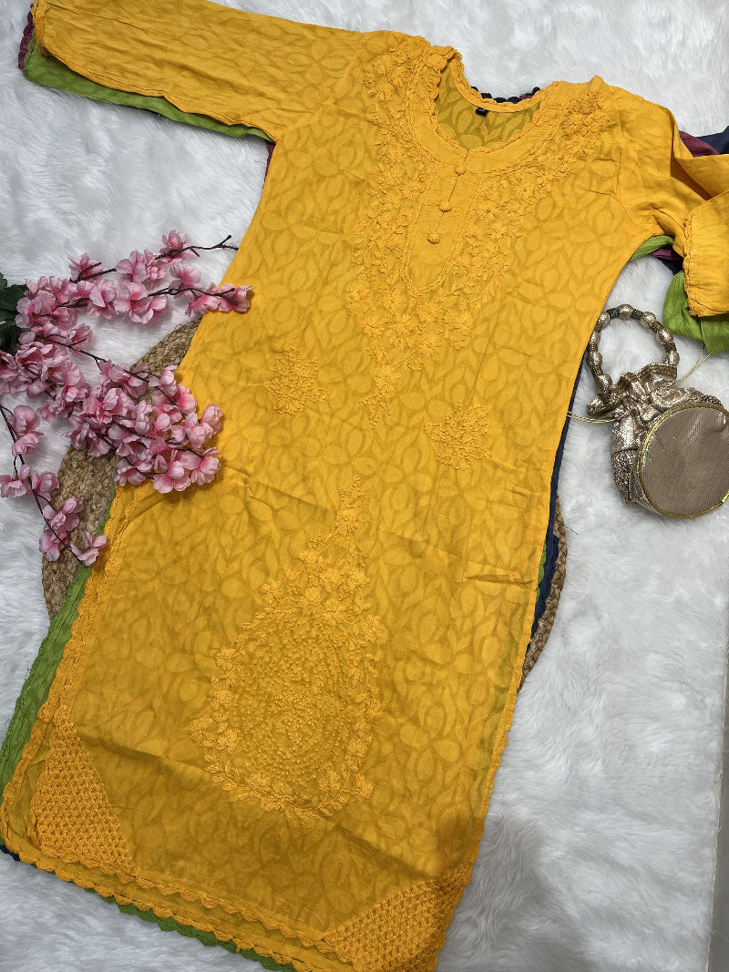 Gulnaaz | Chikankari Jacquard Cotton Long Kurti