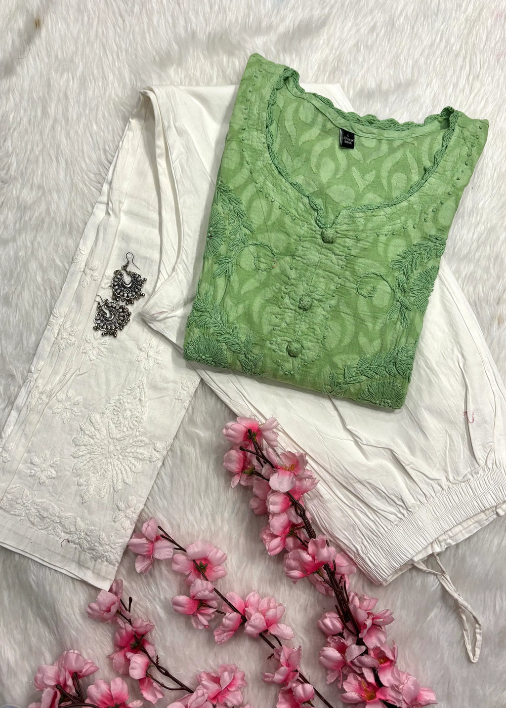 Gulbahar | Chikankari Jacquard Cotton Kurti Pant set