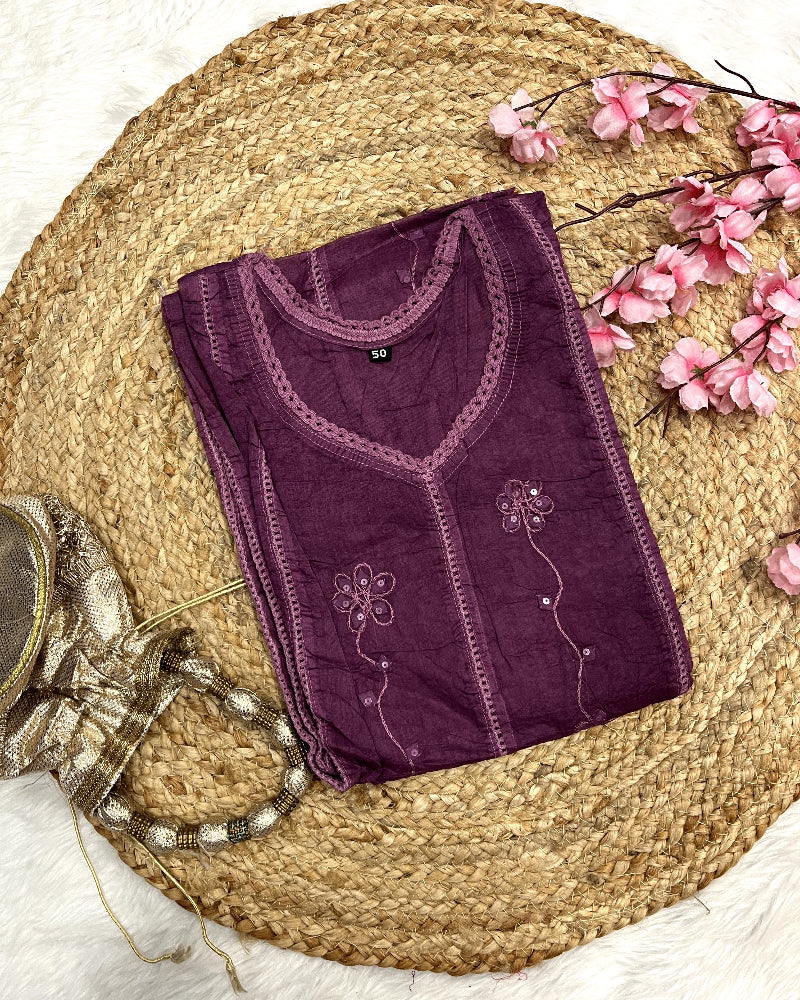 Kaizan | Chikankari Organza Plus Size Long Kurti