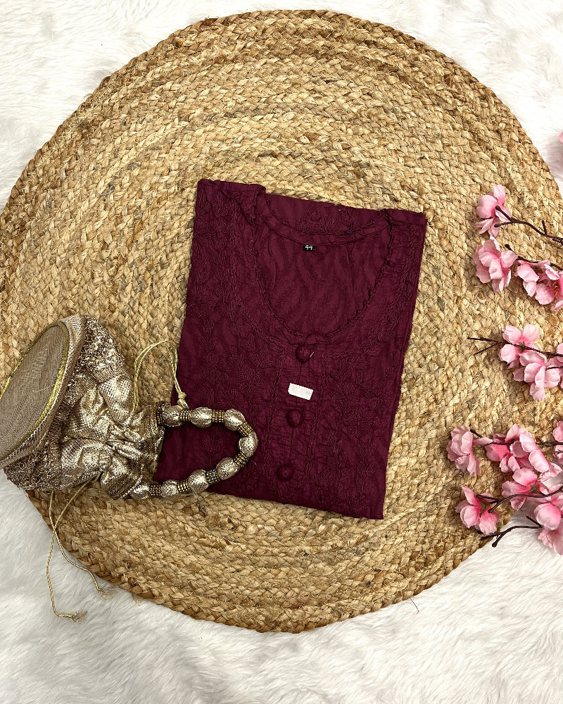 Gulnaaz | Chikankari Jacquard Cotton Long Kurti