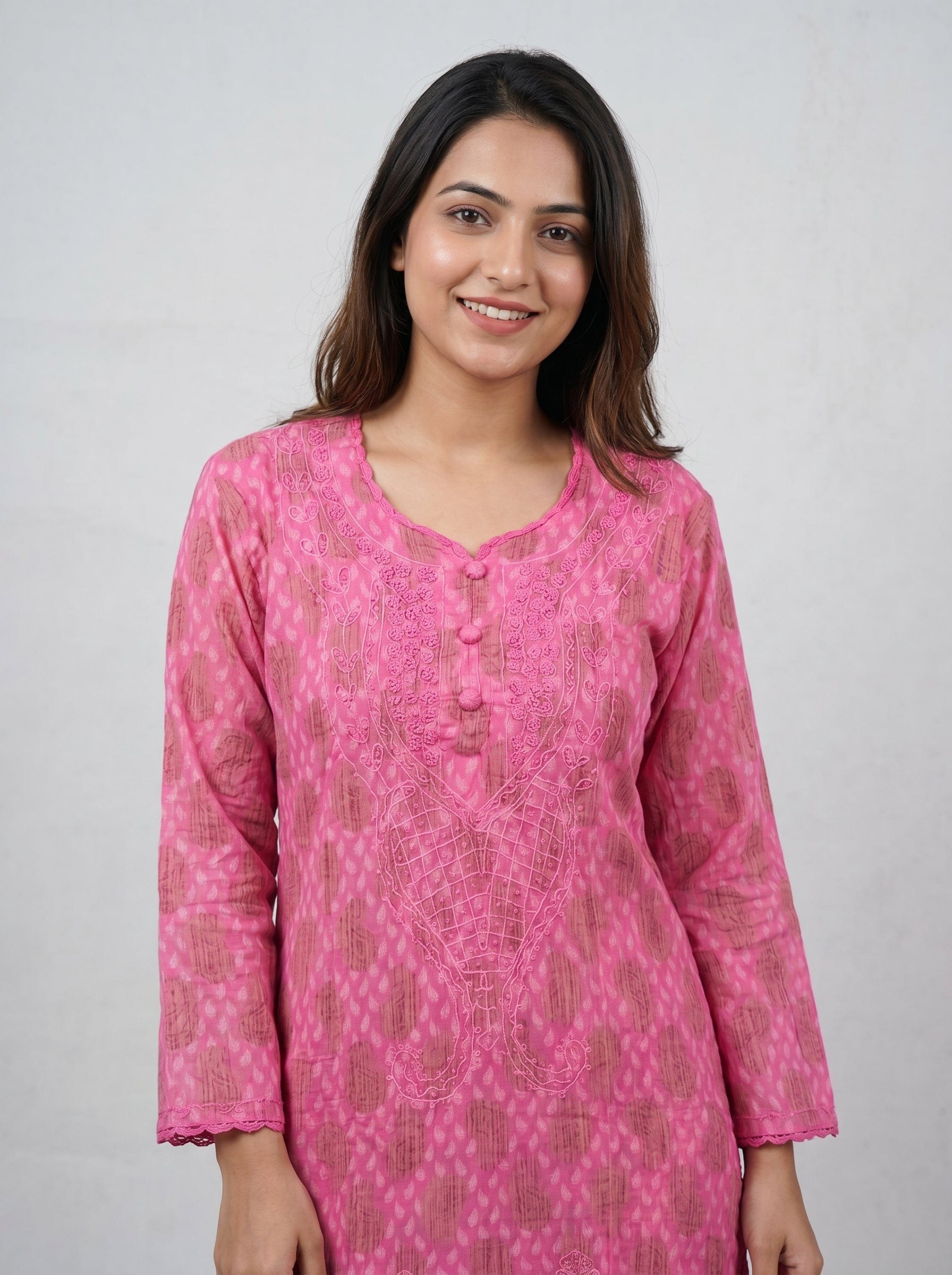 Kimaya | Chikankari Cotton Plus Size Long Kurti