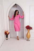 Raha | Chikankari Jacquard Cotton Long Kurti II