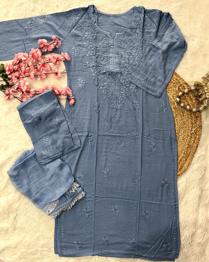 Baahi | Rayon Kurta Palazzo Dupatta Set