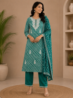Valina | Chanderi Kurta Pant Dupatta Set