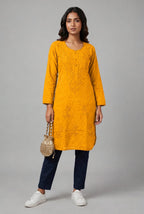 Raha | Chikankari Jacquard Cotton Long Kurti II