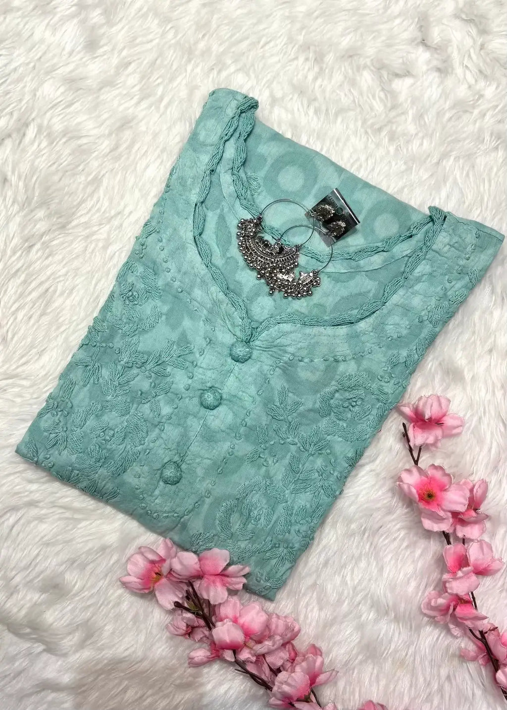 Raha | Chikankari Jacquard Cotton Long Kurti II