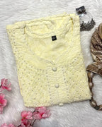 Rahat | Chikankari Jacquard Cotton Long Kurti
