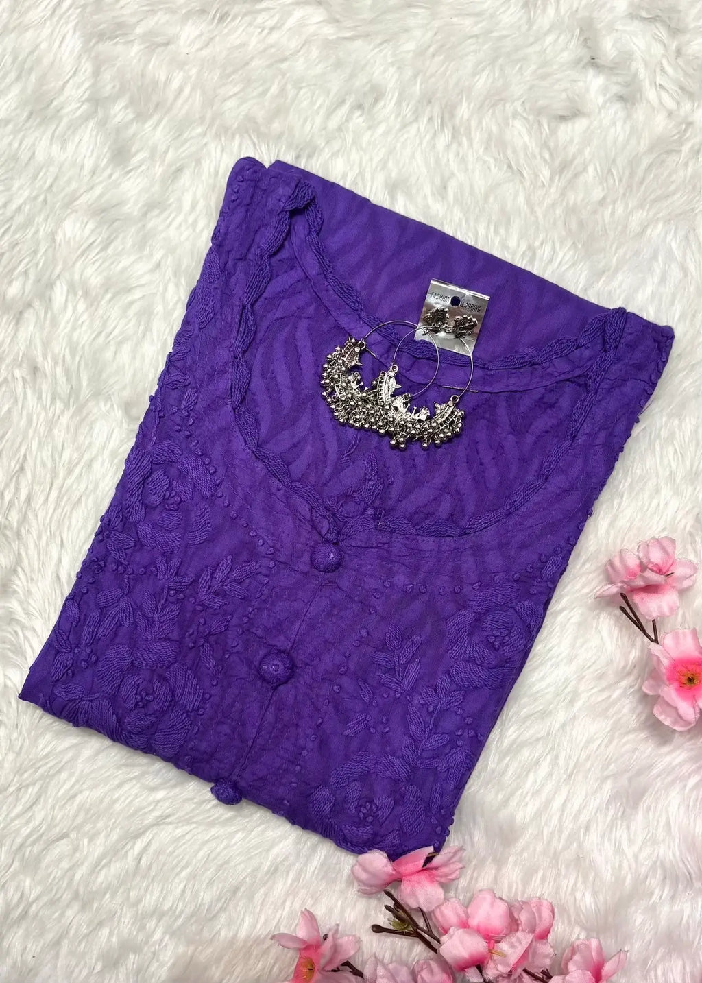 Raha | Chikankari Jacquard Cotton Long Kurti II