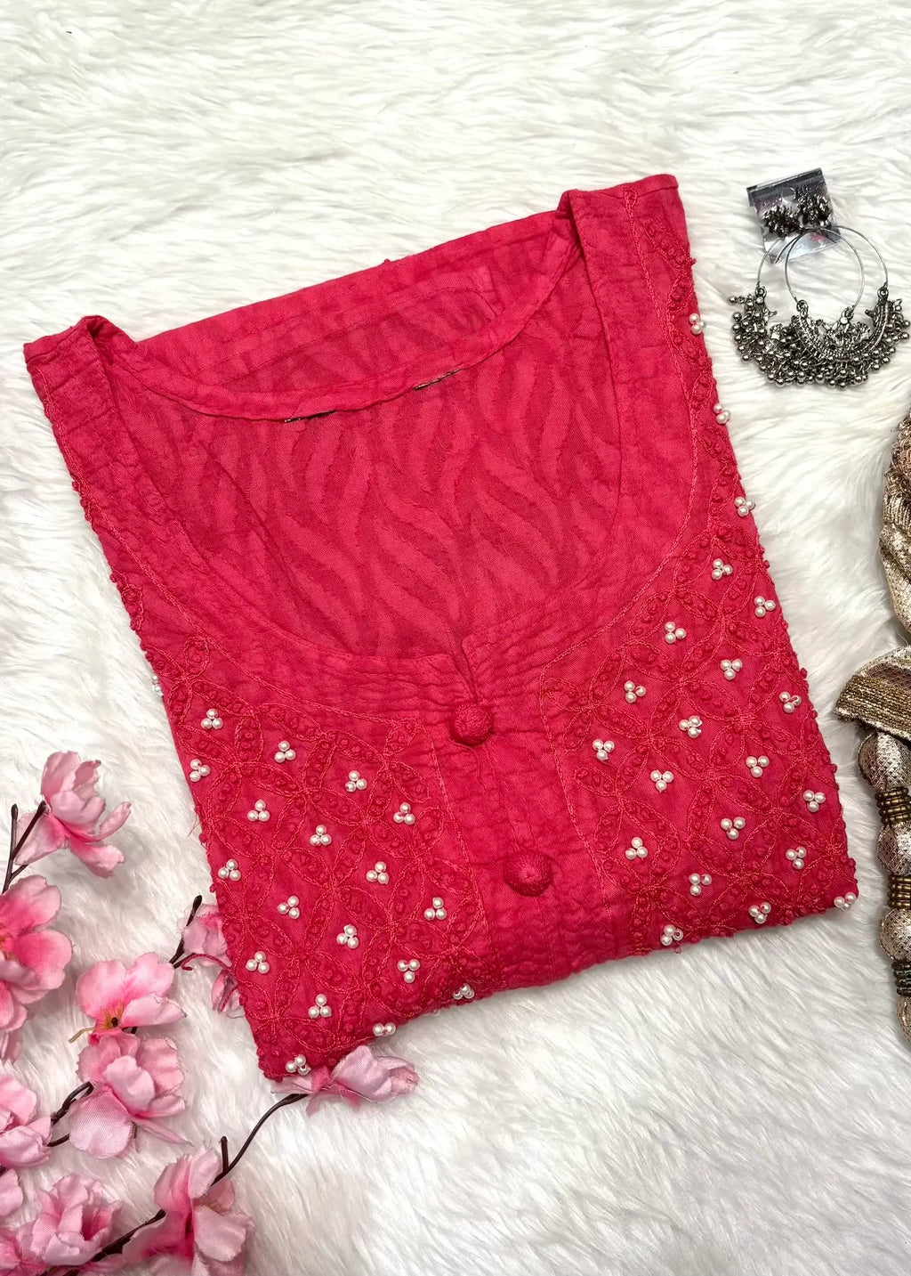 Rooh | Chikankari Jacquard Cotton Long Kurti