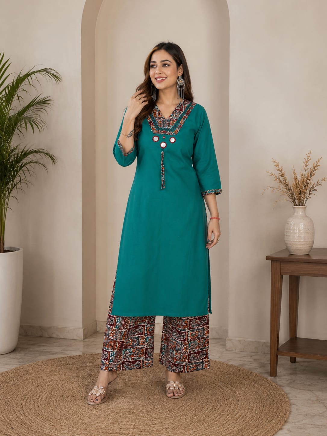 Zerina | Chanderi Kurta Pant Set