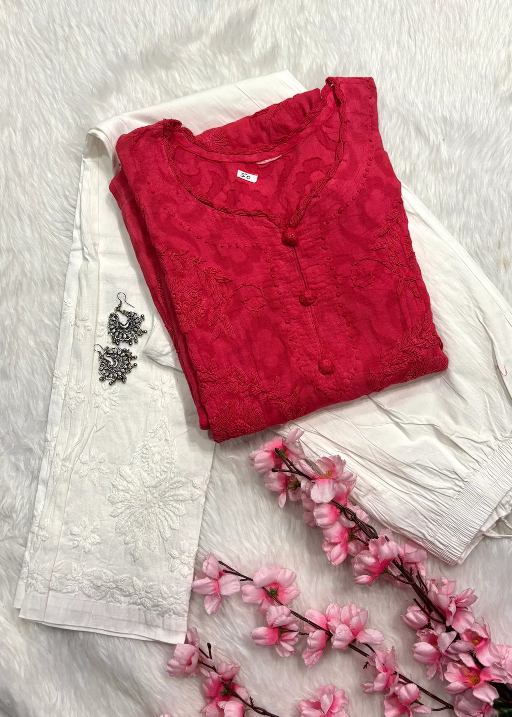 Gulbahar | Chikankari Jacquard Cotton Kurti Pant set