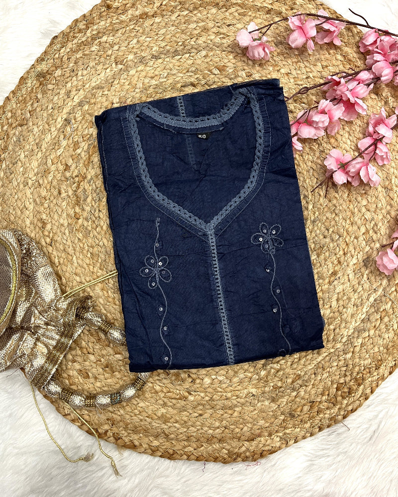 Kaizan | Chikankari Organza Plus Size Long Kurti