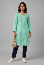 Raha | Chikankari Jacquard Cotton Long Kurti II