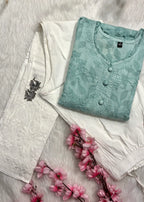 Gulbahar | Chikankari Jacquard Cotton Kurti Pant set