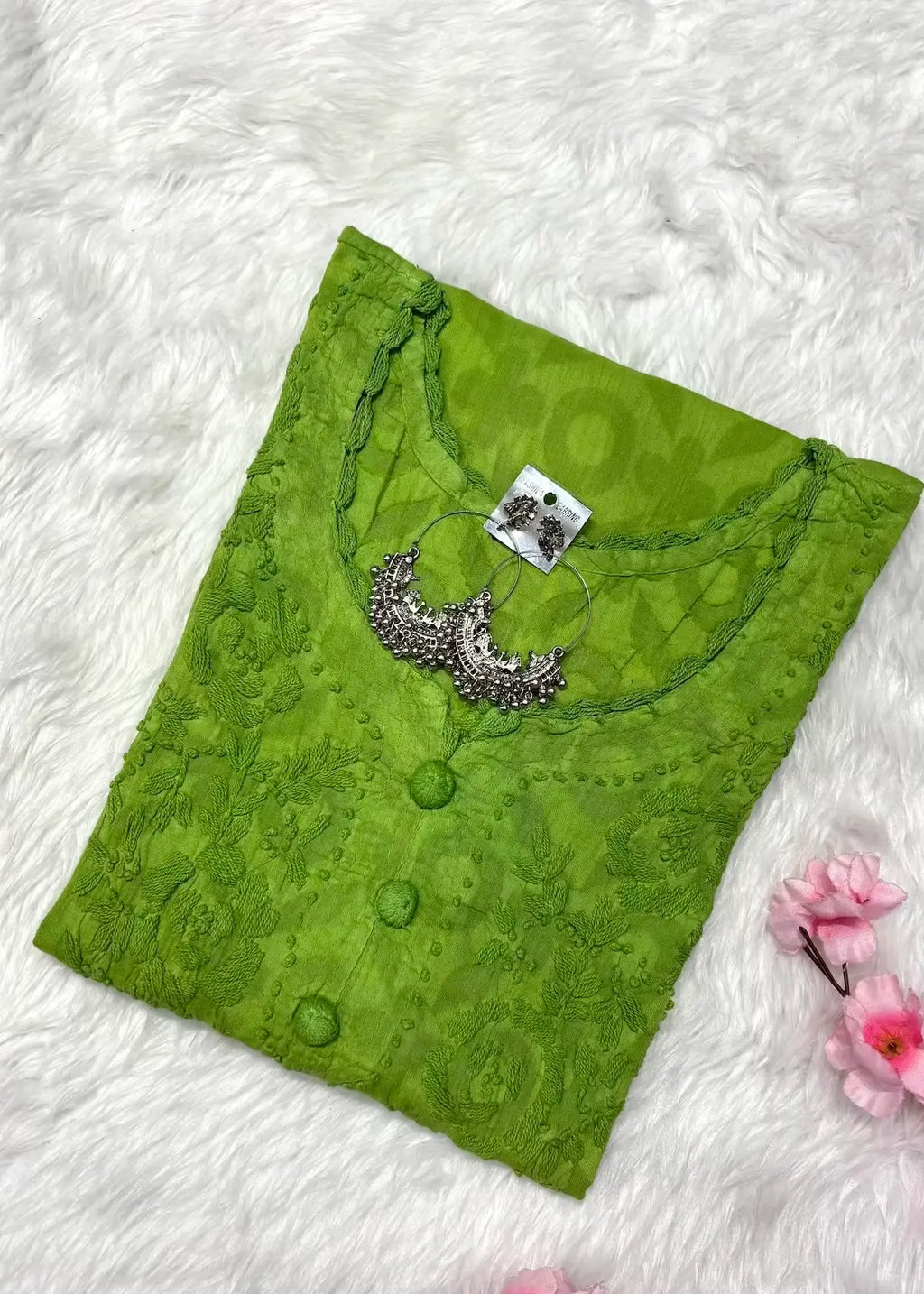 Raha | Chikankari Jacquard Cotton Long Kurti II