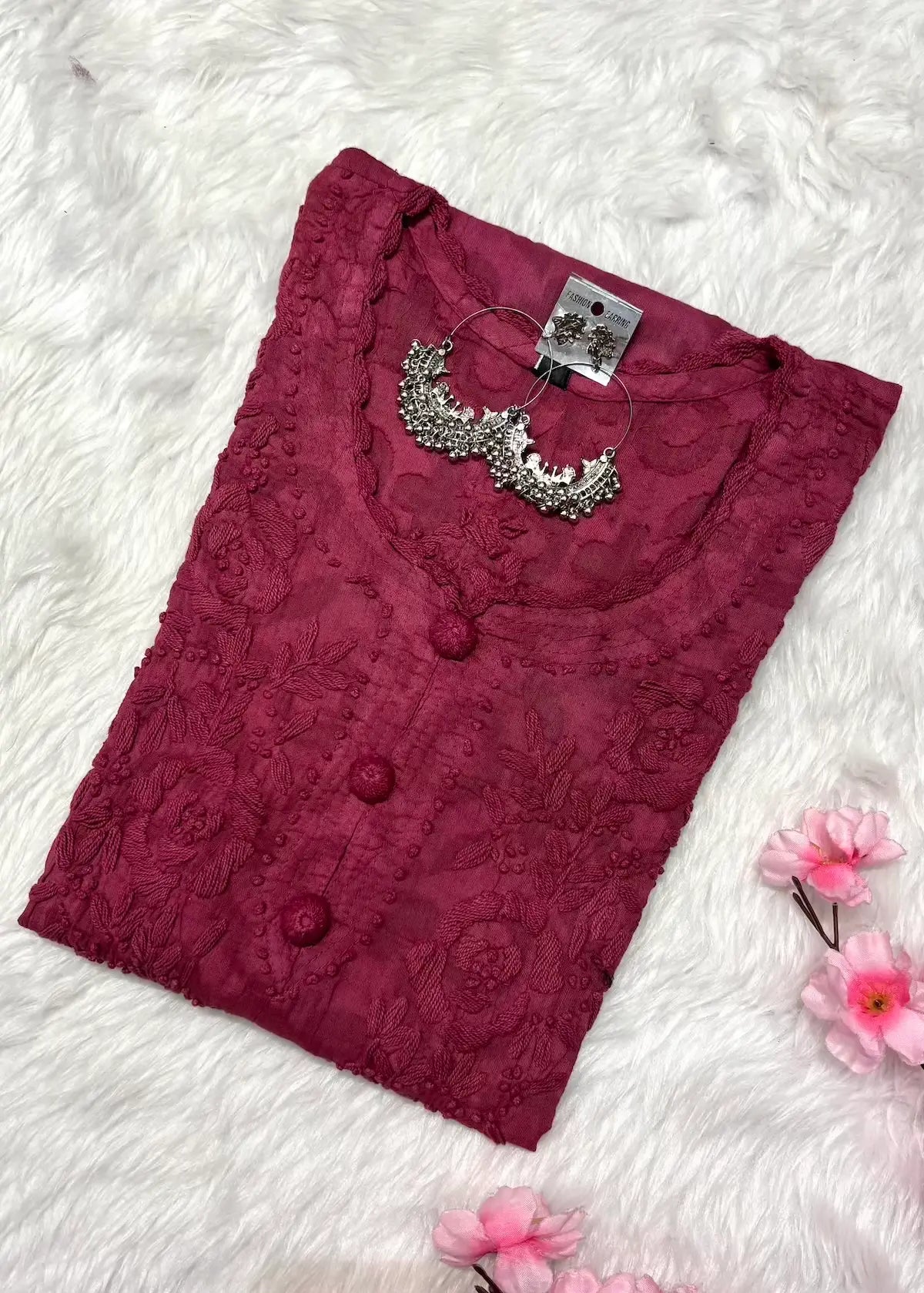Raha | Chikankari Jacquard Cotton Long Kurti II