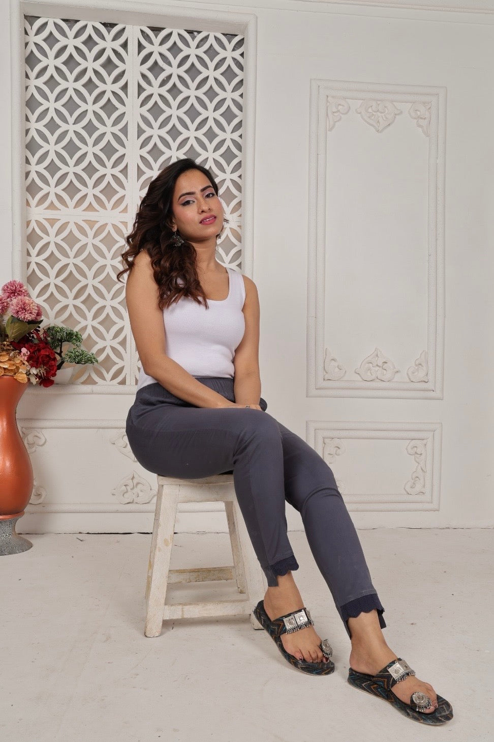 Lavender | Stretchable Rib Pants