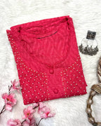 Rahat | Chikankari Jacquard Cotton Long Kurti