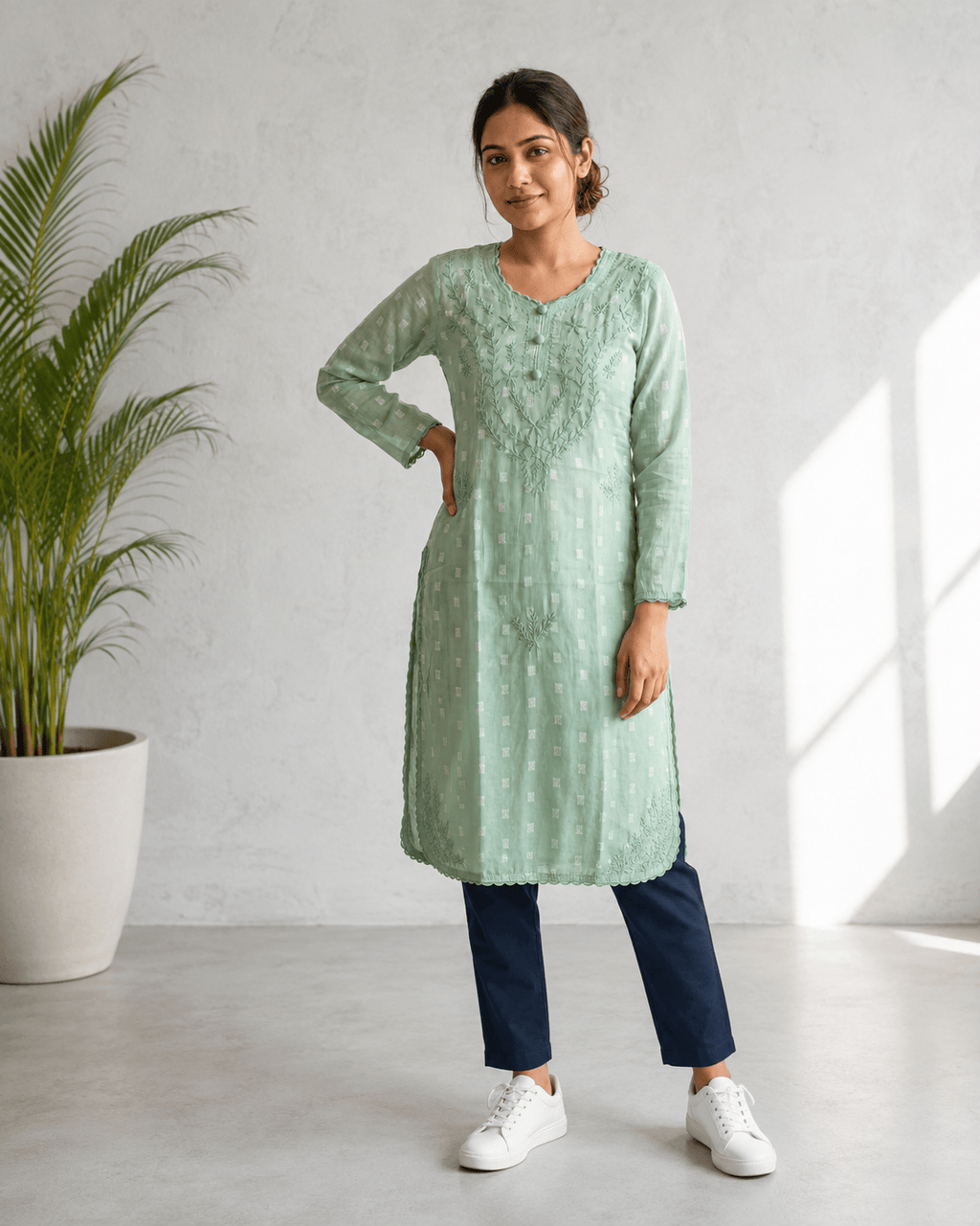 Gul | Chikankari Dobby Cotton Long Kurti
