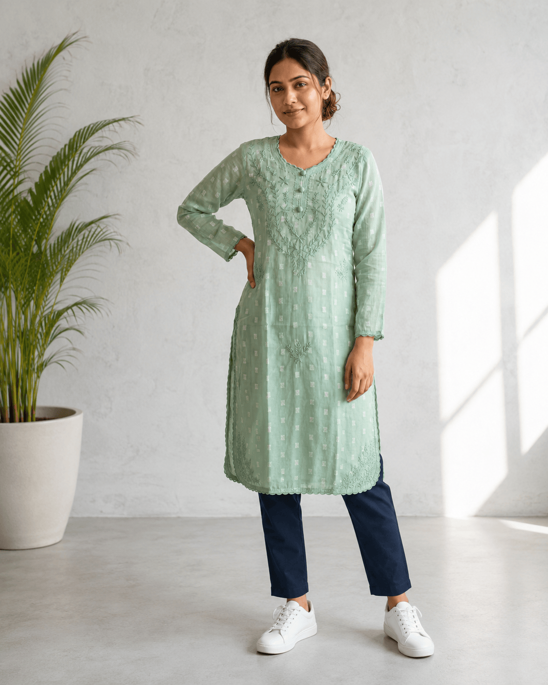 Gul | Chikankari Dobby Cotton Long Kurti