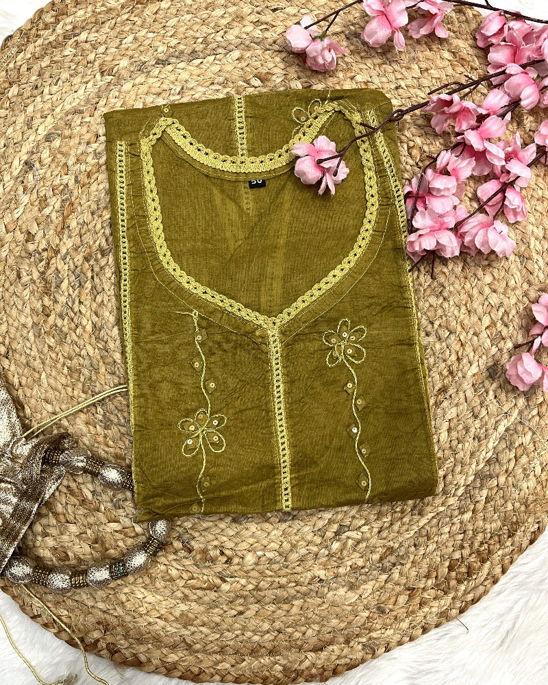Kaizan | Chikankari Organza Plus Size Long Kurti