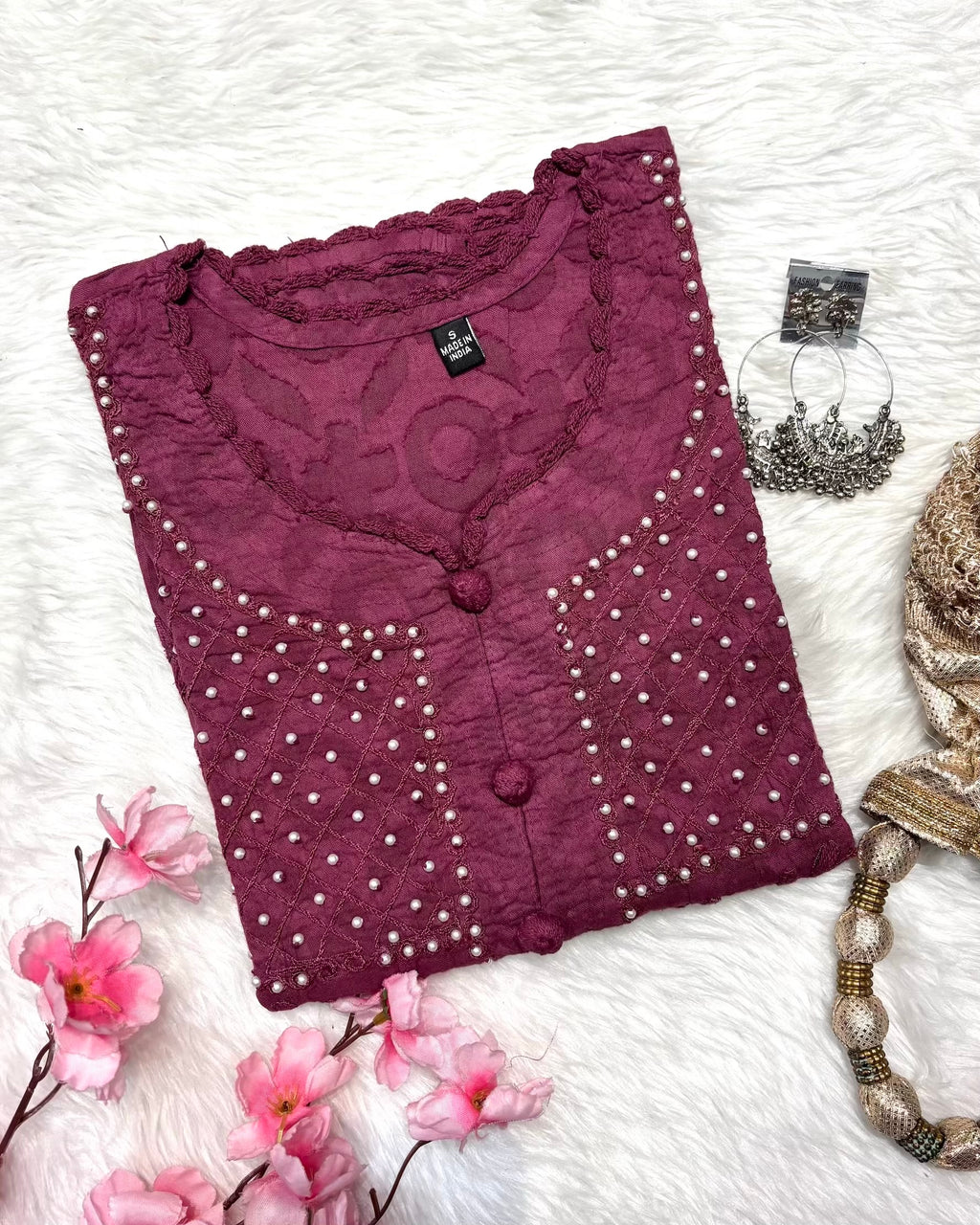 Rahat | Chikankari Jacquard Cotton Long Kurti