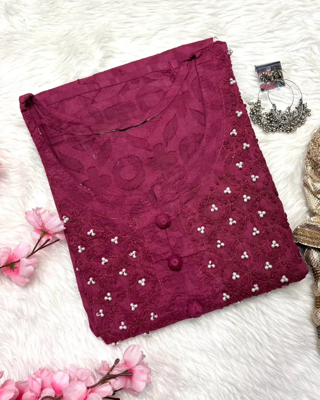 Rooh | Chikankari Jacquard Cotton Long Kurti