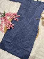 Gulnaaz | Chikankari Jacquard Cotton Long Kurti