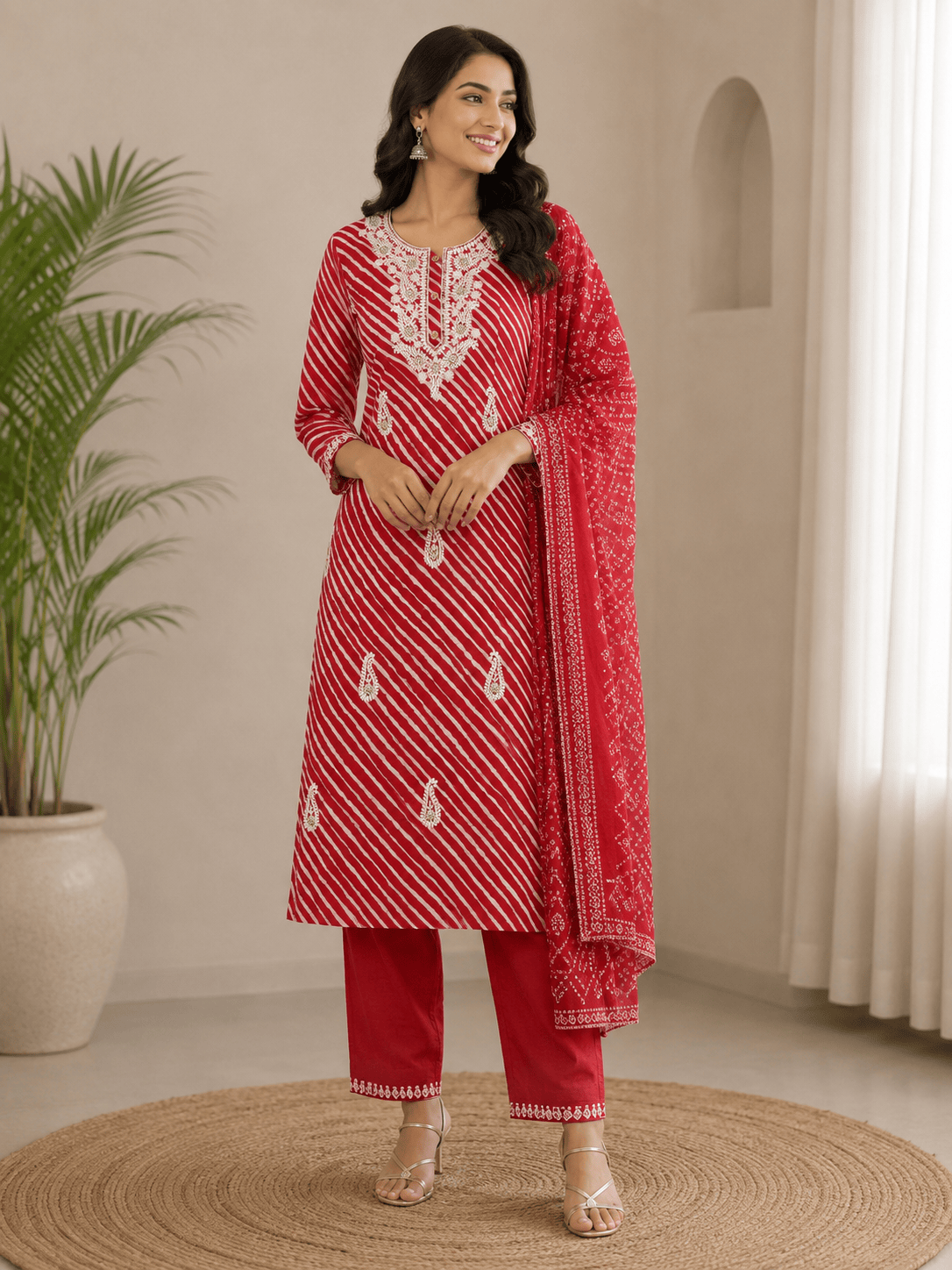 Valina | Chanderi Kurta Pant Dupatta Set