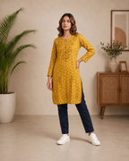 Kainaat | Chikankari Applique Cotton Long Kurti