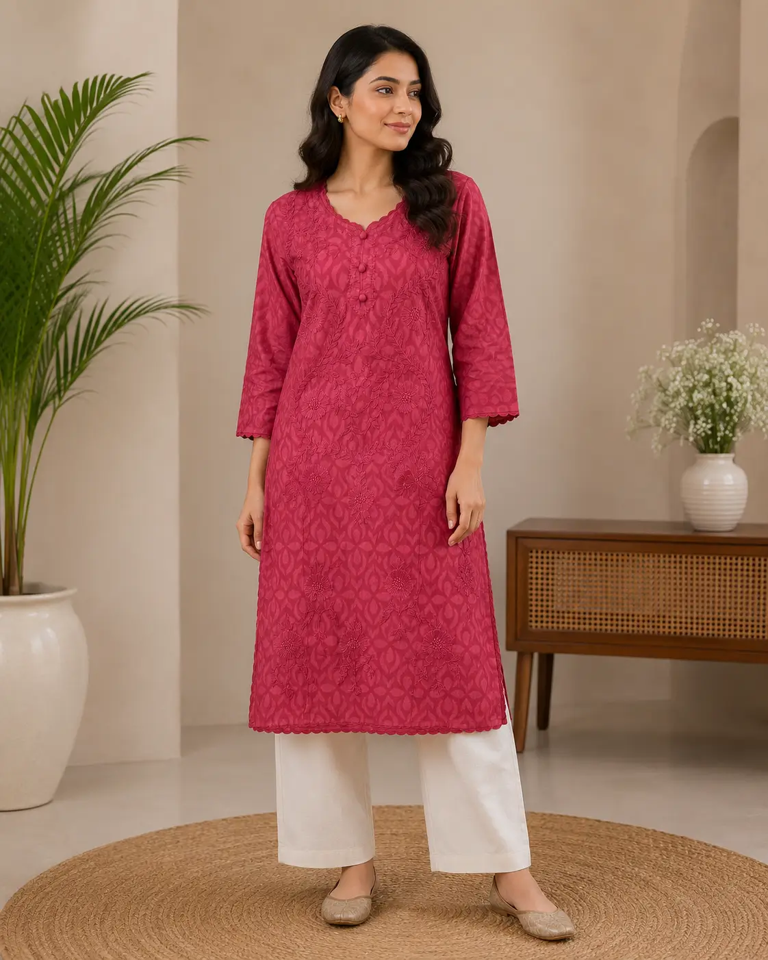 Gulshan | Chikankari Jacquard Cotton Kurti