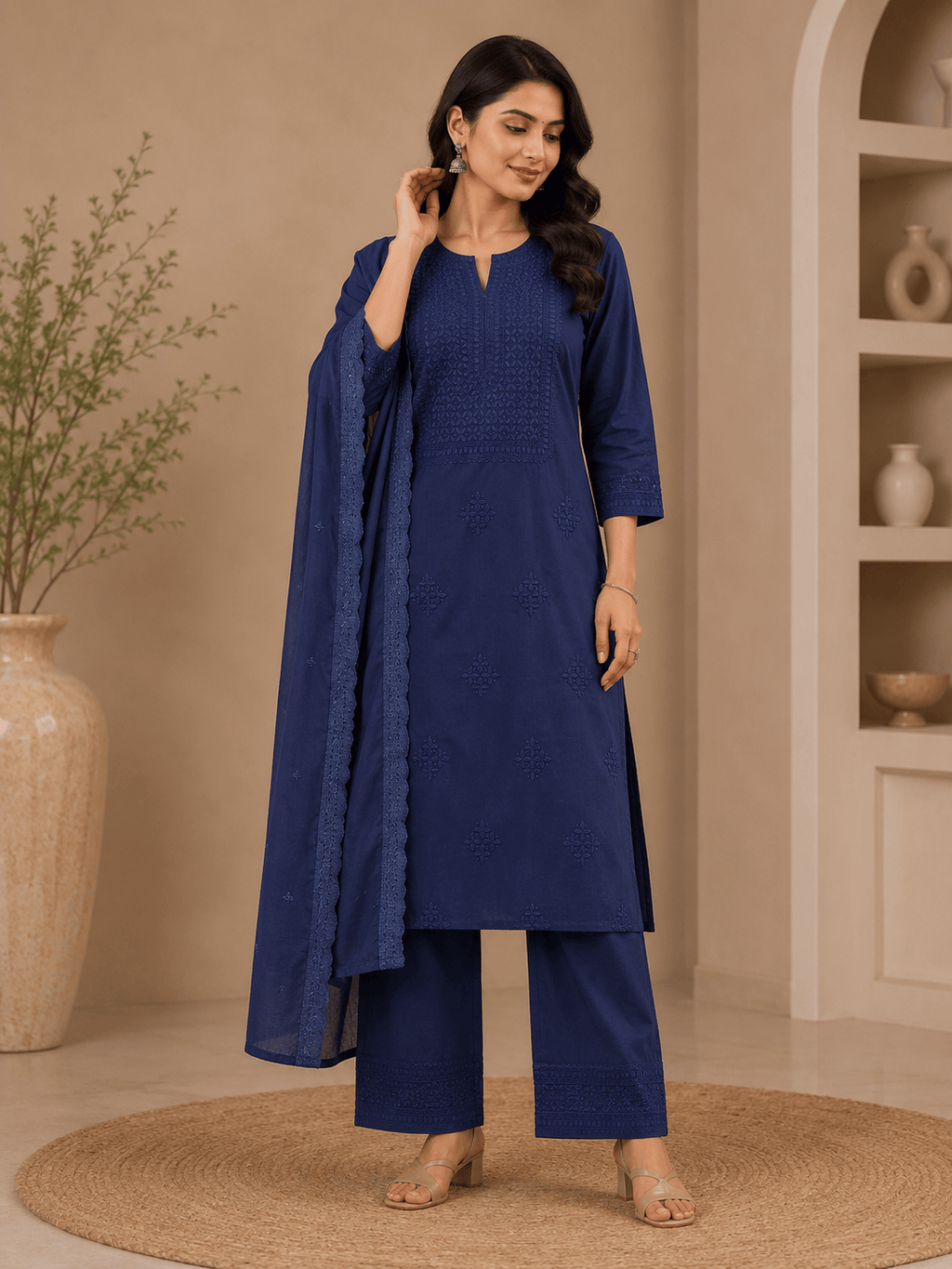 Taaib | Cotton Kurta Palazzo Dupatta Set