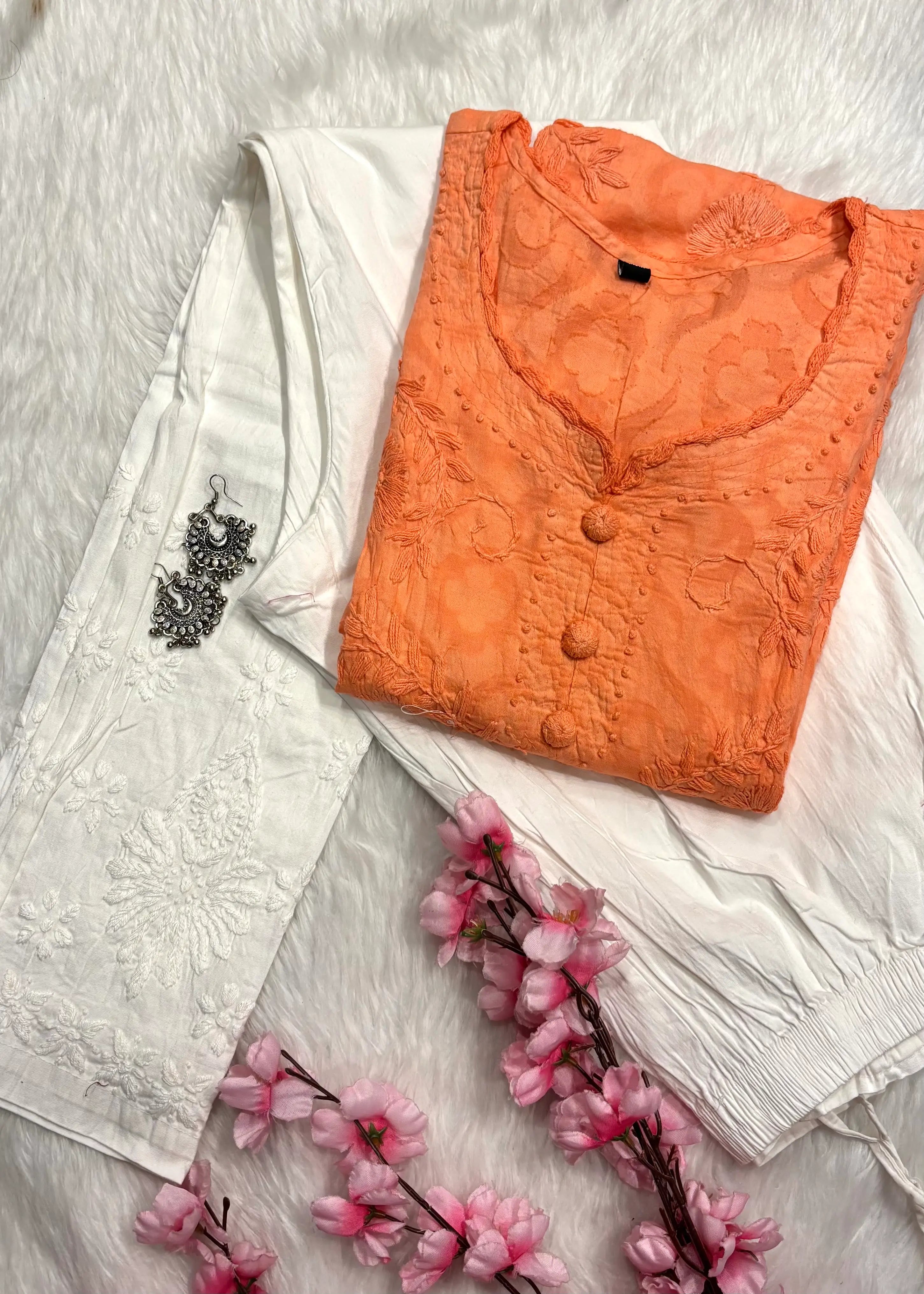 Gulbahar | Chikankari Jacquard Cotton Kurti Pant set