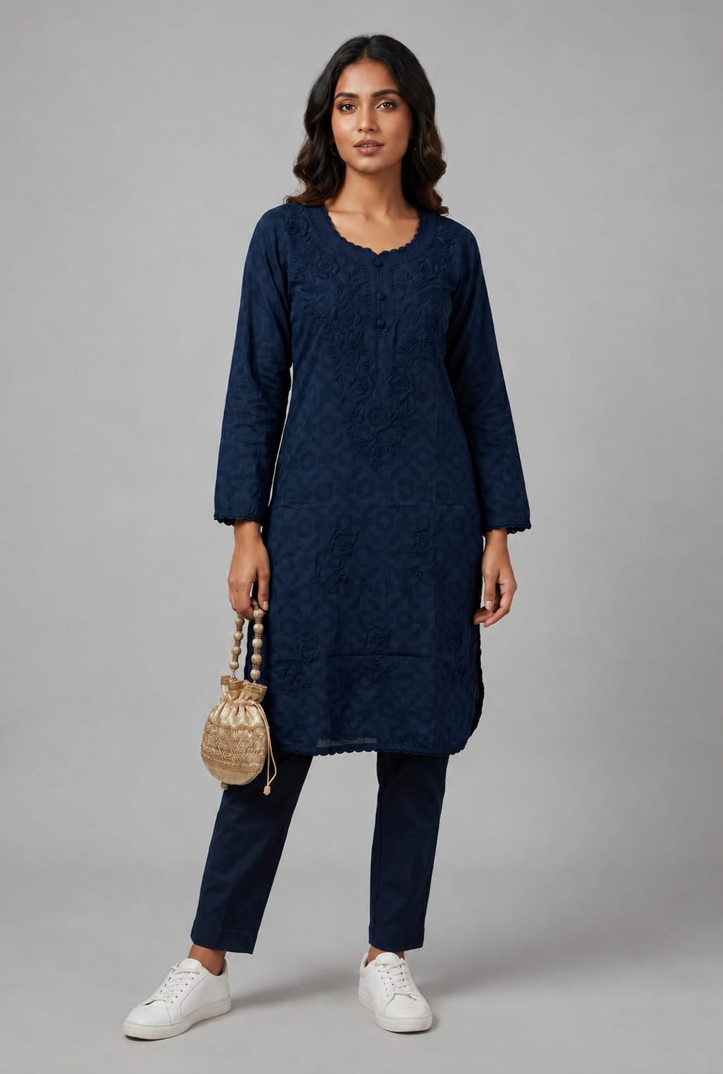 Raha | Chikankari Jacquard Cotton Long Kurti II