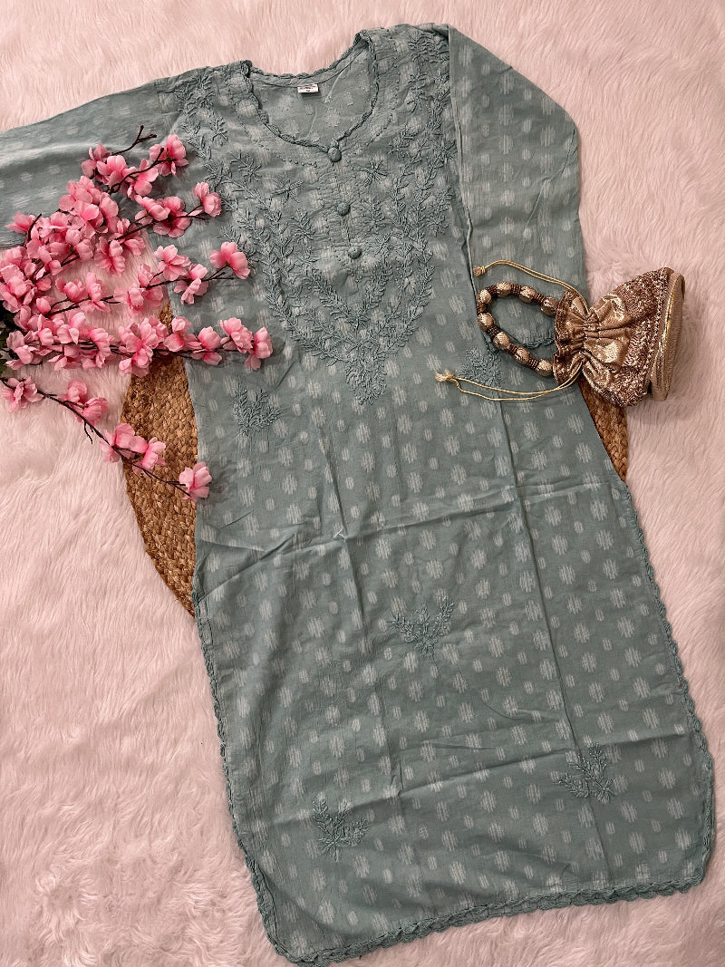 Gul | Chikankari Dobby Cotton Long Kurti